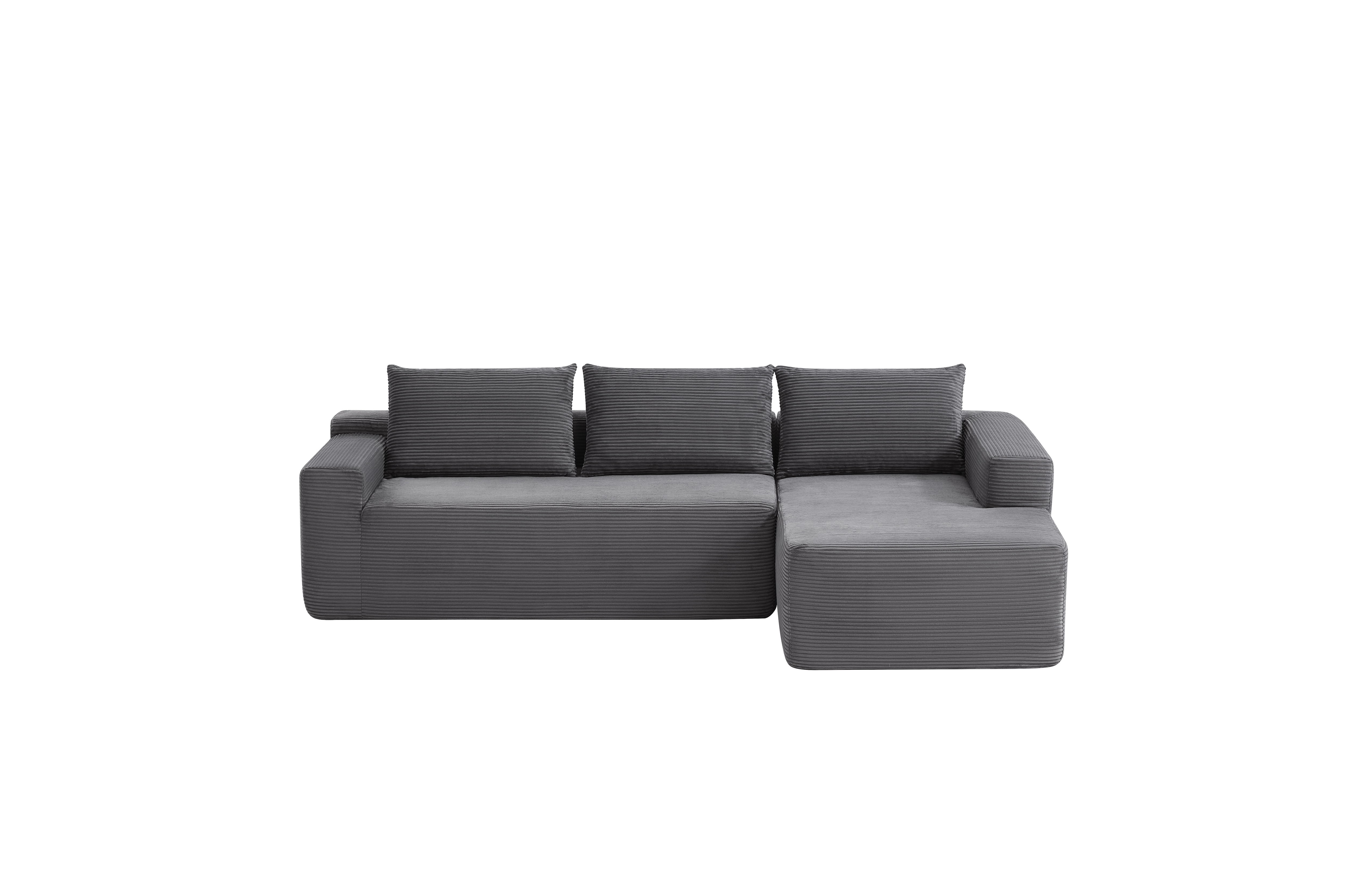 Modern Cloud Modular L-shaped Sectional Sofa In Grey Corduroy_voghion.com